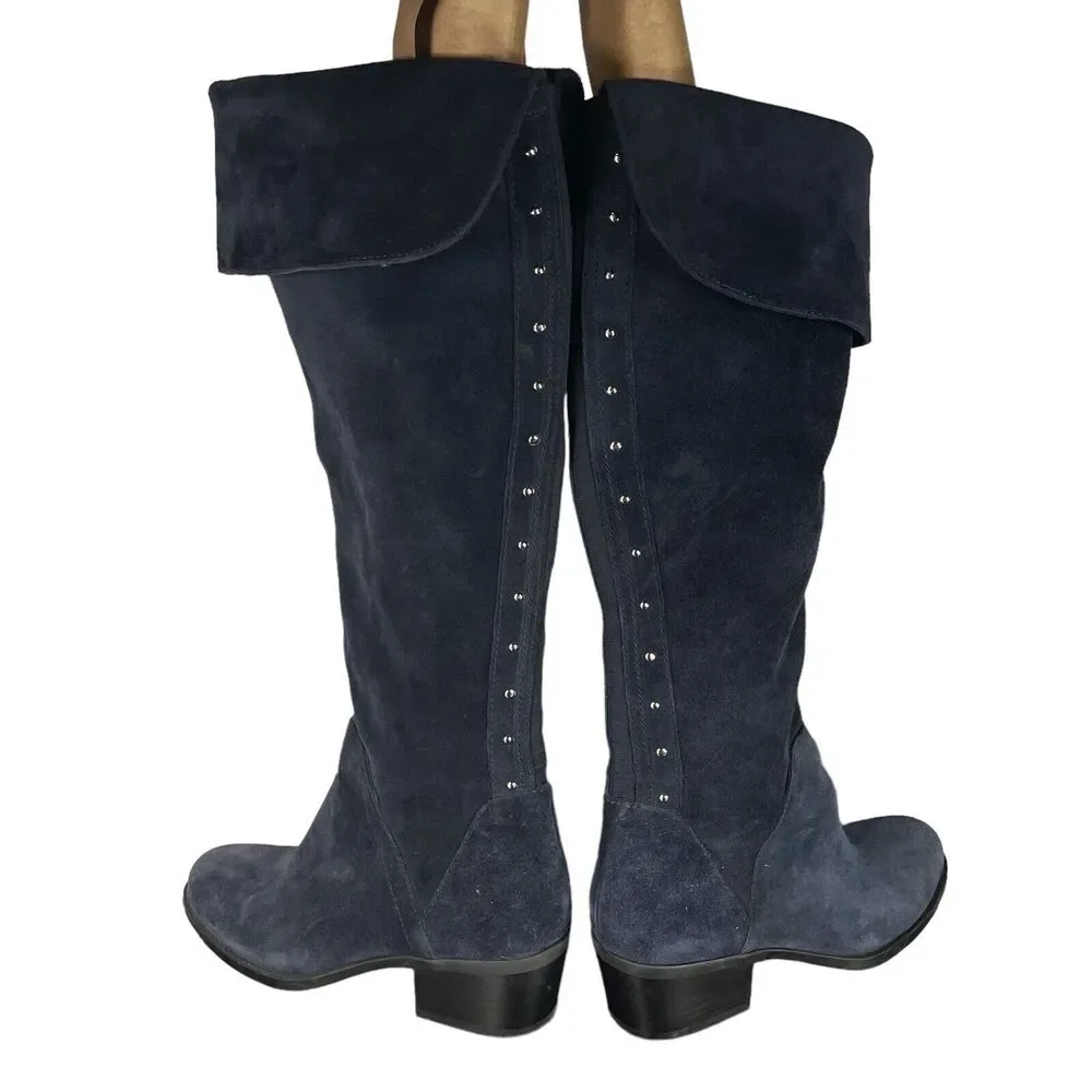 Vince Camuto Briella Blue Suede Leather Over the Knee Boots SIZE 5.5 Womens Shoe